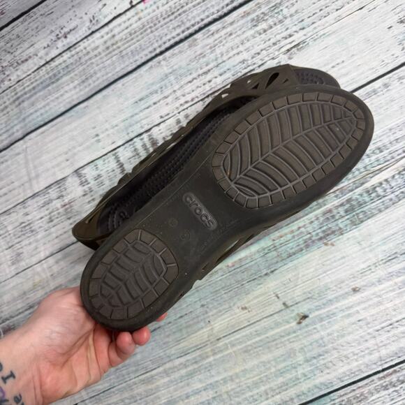 CROCS Brown Cutout Ballet Flats Slip-On Comfort Shoes 9 - Picture 4 of 4